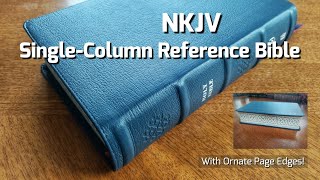 NKJV SingleColumn Reference Bible Blue Genuine Leather [upl. by Ilke]