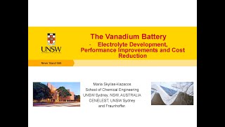 The Vanadium Battery  Electrolyte Development Performance Improvements and Cost Reduction [upl. by Maryann]