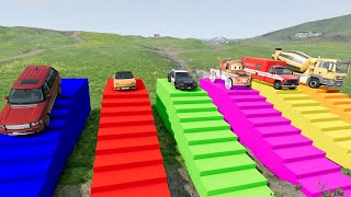 DACIA VOLSKWAGEN FORD BMW COLOR POLICE CARS TRANSPORTING WITH TRUCKS  BeamNGdrive [upl. by Enyawal]