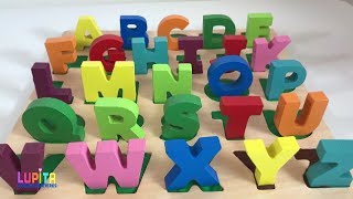 ABC Learning Alphabet Letters with Cute Wooden Puzzle  Learning ABCDEFGHIJKLMNOPQRSTUVWXYZ [upl. by Niryt]