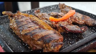 Argentine Parrilla feast for lunch in Esquel Argentina We ate Bife de Chorizo and Vacio [upl. by Nodlew]