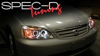 SPECDTUNING INSTALLATION VIDEO 20012003 HONDA CIVIC HEAD LIGHTS  PROJECTOR HEAD LIGHTS [upl. by Neellek969]