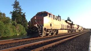 Northbound BNSF Coal Train passes through Steilacoom Ferry Terminal [upl. by Boatwright]