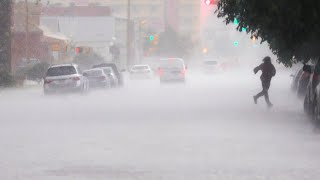 Storm in Poland Heavy rain and hail flooded the streets of Krakow [upl. by Annoiek]