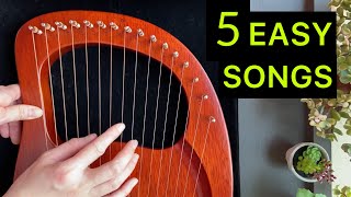 5 EASY LYRE Songs in 5 Minutes  BEGINNER Lyre Harp Tutorial [upl. by Aniaj844]