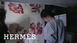 Silk marbling a Japanese technique rediscovered  Hermès Footsteps Across The World [upl. by Ellersick]