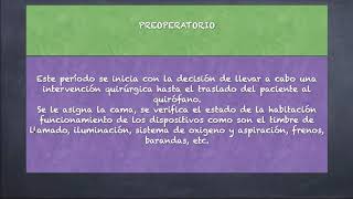 PROCESO DEL CUIDADO DE ENFERMERIA EN EL PREOPERATORIO [upl. by Oderfigis]