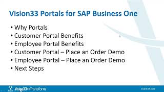 Introducing Vision33 Portals for SAP Business One [upl. by Hollington]