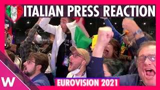 Eurovision 2021 Italian journalists react to Måneskins win during voting segment [upl. by Wadlinger]