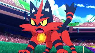 Ashs Torracat vs Kukuis Incineroar Torracat evolves  Pokemon Sun and Moon [upl. by Abigael985]