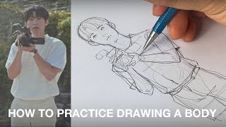 How to draw a human body  To draw without reference ✍🏻 [upl. by Ahsilra]