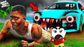 GTA 5 Shin Chan amp Franklin Agin Attacked By Horror Ghost Cursed Car in Telugu [upl. by Zindman]