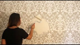 How to Stencil an Embossed Wall with Raised Designs amp Joint Compound Plaster [upl. by Ttehr]