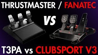 Thrustmaster T3PA vs Fanatec Clubsport V3 Pedal Review [upl. by Marys]