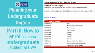 Part III How to Enrol as a New Undergraduate Student at UWA [upl. by Karissa]