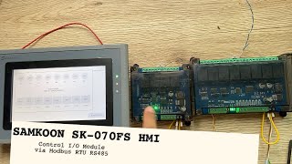 SAMKOON HMI controls IO Module via Modbus RTU RS485 [upl. by Barthold]