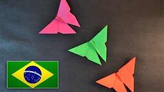 Origami Borboleta Simples  Instruções em português PT BR [upl. by Nytsirk142]