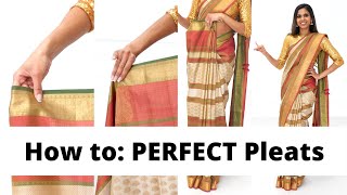 EASY Saree Pleating Tutorial  How to Pleat for beginners  Tia Bhuva [upl. by Aerua]