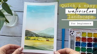 Watercolor Landscape Tutorial For Beginners  Easy Watercolor Painting [upl. by Aenahs]