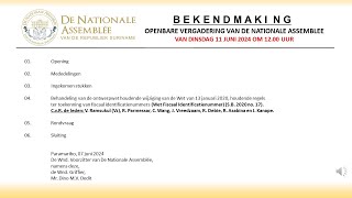 11 juni 2024  OPENBARE VERGADERING VAN DE NATIONALE ASSEMBLEE [upl. by Zasuwa201]