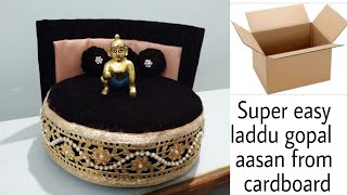 Laddu gopal aasan how to make laddu gopal singhasan from cardboard [upl. by Nosdivad963]