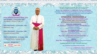 Cardinal Poola AnthonyEpiscopal Ordination 9amMsgr Karnam Dhaman KumarBishop of Nalgonda30424 [upl. by Garwin934]