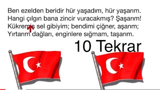 İstiklal Marşı 10 Kıta Ezberleme 3 Kıta 10 Tekrar [upl. by Quintilla438]