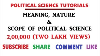 Meaning Nature amp Scope of Political Science  EP 1 [upl. by Alley]