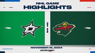 NHL Highlights  Stars vs Wild  November 16 2024 [upl. by Kalk]