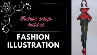 how to draw a simple dress sketch for beginnersfashion illustration  step by step tutorial ❤️ [upl. by Baptista]