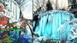 Thermal waterfall freezes in Romania  Cataclysm Today January 28 2022 [upl. by Aicinet]