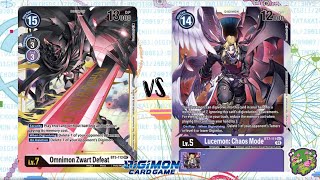 DIGIMON TCG Omnimon Turbo Black vs Lucemon Chaos Mode Purple [upl. by Ythomit745]