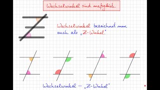 Mathematik  Klasse 7  Geometrie  Winkel an parallelen Geraden  Wechselwinkel und Zusammenfassung [upl. by Edithe]