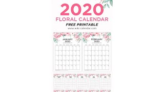 Free Printable Year 2020 Calendar  WikiCalendarCom [upl. by Enileuqcaj]