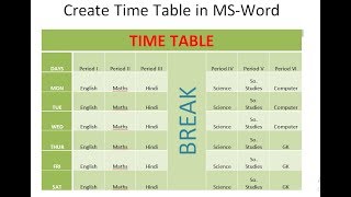 How to Create TimeTable in Ms Word  school time table in Ms word divya classes study point [upl. by Eniluap]