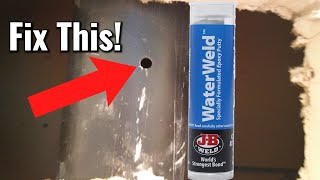 How to Fix Hole in PVC Drain Pipe with JB Water Weld [upl. by Alaunnoif4]