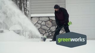 Greenworks 80Volt 12in Snow Shovel [upl. by Drofliw619]