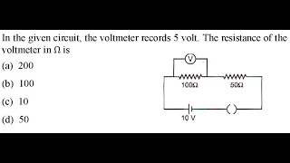 In the given circuit the voltmeter records 5 volt The resistance of the voltmeter in Ω is [upl. by Karena]