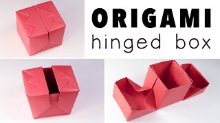 Origami Hinged Gift Box Tutorial  DIY  Paper Kawaii [upl. by Hi237]