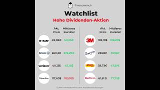 Watchlist  Hohe Dividenden Aktien aktien aktie börse reichtum armut dividende dividenden [upl. by Luis]