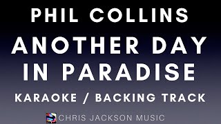 Phil Collins  Another Day In Paradise  Karaoke  Backing Track  Instrumental With Lyrics [upl. by Austine]