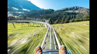 Längste downhill Rodelbahn der Schweiz in Churwalden Pradaschier [upl. by Mattland]