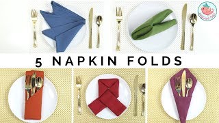 5 EASY Napkin Folding Tutorials  Folding Napkins Techniques Cloth Napkins [upl. by Needan]