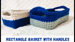 Rectangle Crochet Basket With Handles [upl. by Lagasse279]