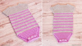 Body o Pelele A Crochet  Ganchillo para Bebé Paso a Paso  Crochet Baby Romper [upl. by Whitcomb]