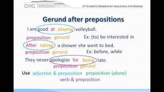 English Grammar Gerunds 3  gerund after preposition [upl. by Asnerek]