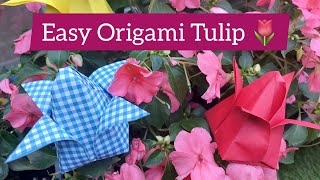 Easy Origami Tulip Flower Tutorial 🌷 [upl. by Rosette]