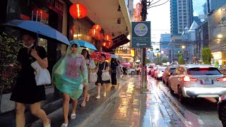 4K 🇹🇭 Heavy Rain Walk in City Center of Bangkok Thailand [upl. by Andres]