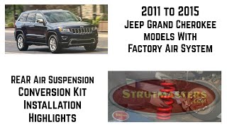 Grand Cherokee REAR Air Suspension Conversion Kit Installation Highlights By Strutmasters [upl. by Kapoor]