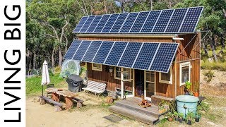 10000 OffTheGrid Tiny House With HUGE Solar System [upl. by Yerhcaz]